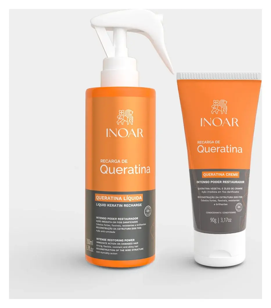 Inoar Recarga de Queratina Hair Reconstruction Treatment Liquid and Cream